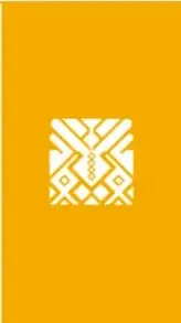 Ícono decorativo con motivo geométrico sobre fondo amarillo.