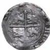 Moneda Macuquina Felipe II de plata, 4 Reales, acuñada en México, diámetro 30 mm, Colección Casa de Moneda de México, Museo Numismático Nacional.