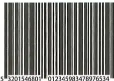 Código de barras compuesto por barras negras de dos anchos y barras blancas alternadas.