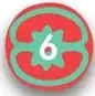 Número de página 6 dentro de un círculo verde con borde rojo y motivo decorativo.