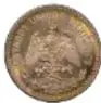 Fotografía del anverso de una moneda de veinte centavos de plata de México, 1906, de 22 mm, de la Colección Casa de Moneda de México, Museo Numismático Nacional.