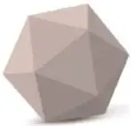 Ilustraciones en color de cinco cuerpos geométricos: cubo azul, cono naranja, pirámide hexagonal rosa, esfera amarilla e icosaedro gris.
