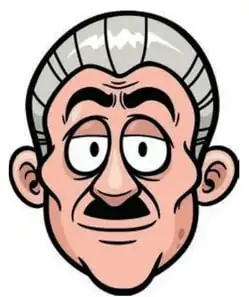 Caricatura de un anciano con arrugas en el rostro (WRINKLE).