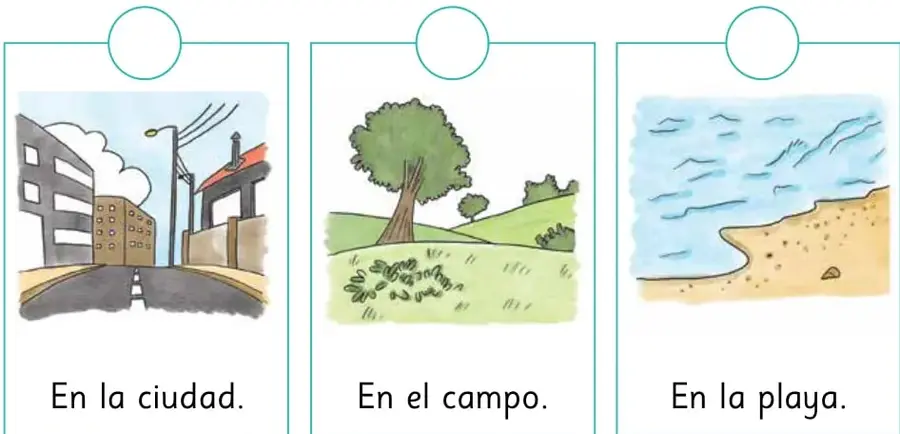 Ciudad con edificios, calles y un poste de luz.