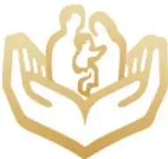 Ícono dorado de dos manos abiertas que sostienen la silueta de una familia, símbolo del cuidado y la protección institucional.