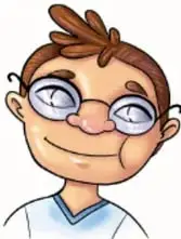 Ilustración de un niño con lentes, pelirrojo, que sonríe (crédito: Lavinia Cabrera Sandoval, TABA5C0).
