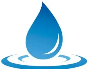 Ilustración de una gota de agua azul cayendo sobre un círculo de agua.