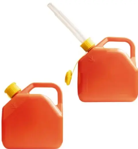 Fotografía de dos botes de combustible (gasolina) naranjas con boquilla, ilustrando el tema del proyecto.