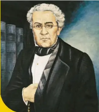 Retrato de un hombre conservador, probablemente Lucas Alamán, con traje de la época.