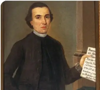 Retrato de un jesuita sosteniendo un documento; corresponde a Francisco Javier Clavijero.