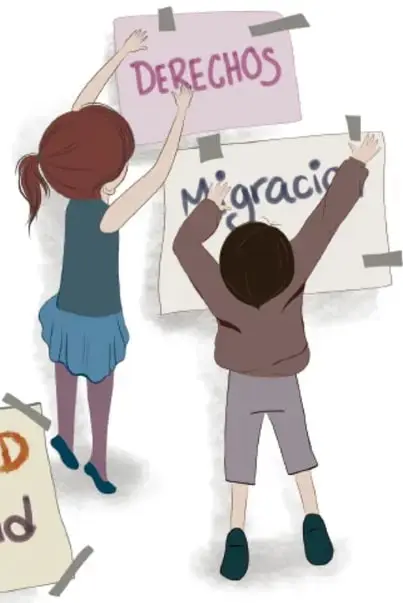 Cartel con las palabras 'Igualdad' y 'Hermandad'.