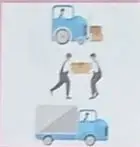 Ilustración de un repartidor con una carretilla con cajas.