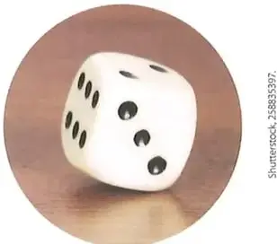 Imagen de un dado común de seis caras.