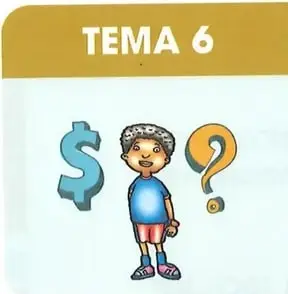 Ilustración de un niño junto a los símbolos de dinero y pregunta.