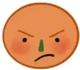 Carita naranja con ceño fruncido y boca hacia abajo (enojo).