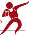 Íconos de colores por deporte: tenis de mesa (rosa), raquetbol (naranja), taekwondo/lucha (azul), levantamiento de pesas (guinda), lanzamiento de bala (guinda), tiro con arco (guinda), lanzamiento de disco (azul) y lanzamiento de bala (dorado).