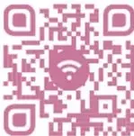 Seis códigos QR en rosa, cada uno vinculado a un recurso digital con su enlace bit.ly.