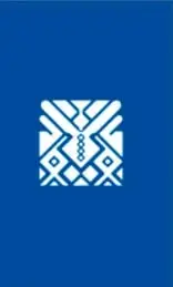 Ícono de un patrón geométrico blanco sobre fondo azul.