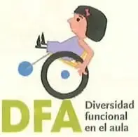Ilustración de una persona usuaria de silla de ruedas junto a un mensaje sobre tratar cordialmente a los compañeros con discapacidad.