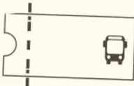 Ícono de un boleto o billete de autobús recortado con línea punteada.