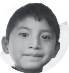 Retrato en escala de grises de un niño que observa, junto al primer numeral de la actividad.