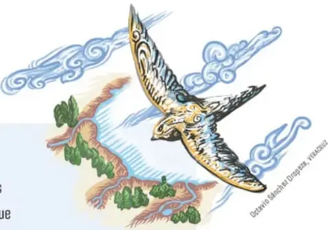 Ilustración de un ave viajera volando sobre un paisaje con nubes, montañas y un río, acompañada de la frase «Observa el mundo. Disfruta, vive, sueña».