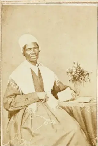 Retrato de Sojourner Truth con la frase 'I Sell the Shadow to Support the Substance'.