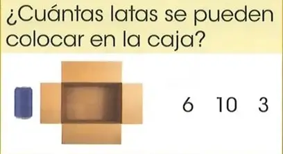 Una caja con una lata y las opciones numéricas $6$, $10$ y $3$.