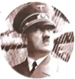 Fotografía en blanco y negro de Adolf Hitler relacionada con el fragmento del discurso.