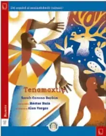 Portada del libro Tenamaxtle con figuras indígenas.