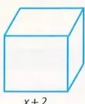 Prisma rectangular con dimensiones $x+8$, $x-1$ y $x-1$.