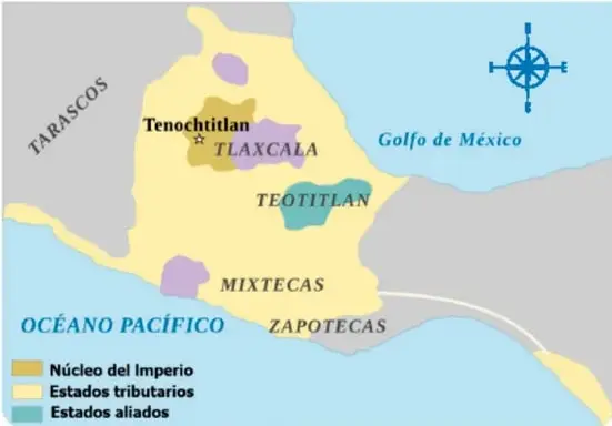 Ilustración de una deidad mexica con tocado de plumas y varios personajes, posiblemente representando a Xochipilli o una deidad relacionada con la música y las flores.