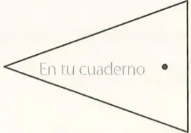 Instrucciones de construcción y demostración sobre triángulos equiláteros y baricentro.