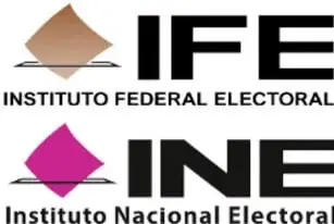 Logotipos del IFE (Instituto Federal Electoral) y del INE (Instituto Nacional Electoral) con sus nombres completos.