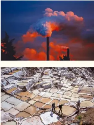 Fotografía de una chimenea industrial emitiendo humo denso al atardecer, ejemplo de combustión.