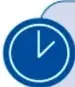 Iconos circulares azules: reloj (extensión y duración), 'Aa' (texto), cámara (imágenes) y lápiz (diseño).