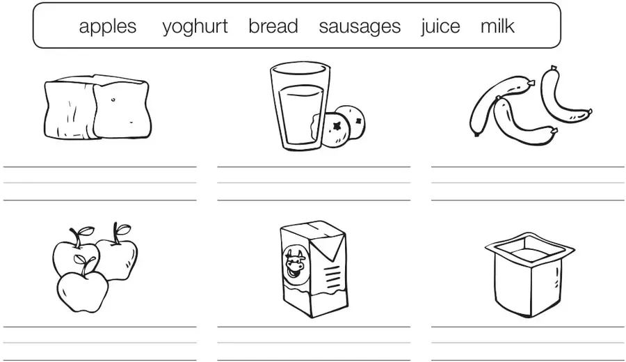 Pan de molde con líneas para escribir la palabra.
