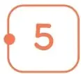 Cinco recuadros con los números 9, 4, 3, 7 y 5, cada uno con un punto de unión.