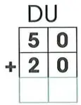 Semirrecta numérica de 0 a 90 para representar la suma $20+10$ y una tabla de decenas y unidades.