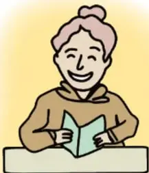 Ilustración de una persona joven leyendo un libro, con expresión tranquila.