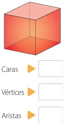 Cubo en tonos naranja, dibujado en perspectiva con tres caras visibles y aristas ocultas segmentadas.
