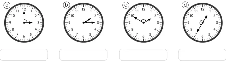 Cuatro relojes marcando 3:00, 9:15, 10:10 y 7:35.