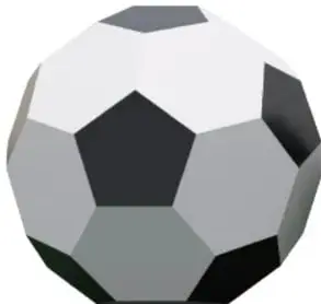 Balón de fútbol formado por caras pentagonales (negras) y hexagonales (blancas), ejemplo de poliedro.