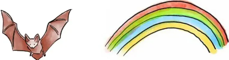 Ilustración de un murciélago de color marrón con alas extendidas.