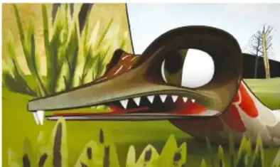 Ilustración de un guerrero yaqui con escudo facial de venado con astas, taparrabos y lanza, caminando por un bosque verde de troncos altos con arbustos en primer plano.