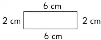 Rectángulo de 6 cm de largo y 2 cm de ancho.