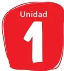 Escena de playa soleada con palmeras: un niño, un hombre adulto y una mujer con sombrero; globos de diálogo con preguntas sobre el cuidado del cuerpo y del entorno. Corresponde a la Unidad 1 (página 6).