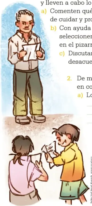 Ilustración de un hombre adulto leyendo un papel, posiblemente un visitante del proyecto.