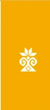 Ícono decorativo de una flor estilizada sobre fondo naranja.