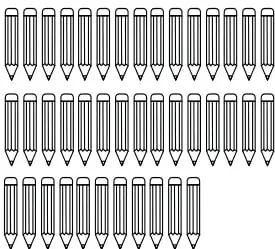 Ilustración de 41 lápices distribuidos en tres filas.